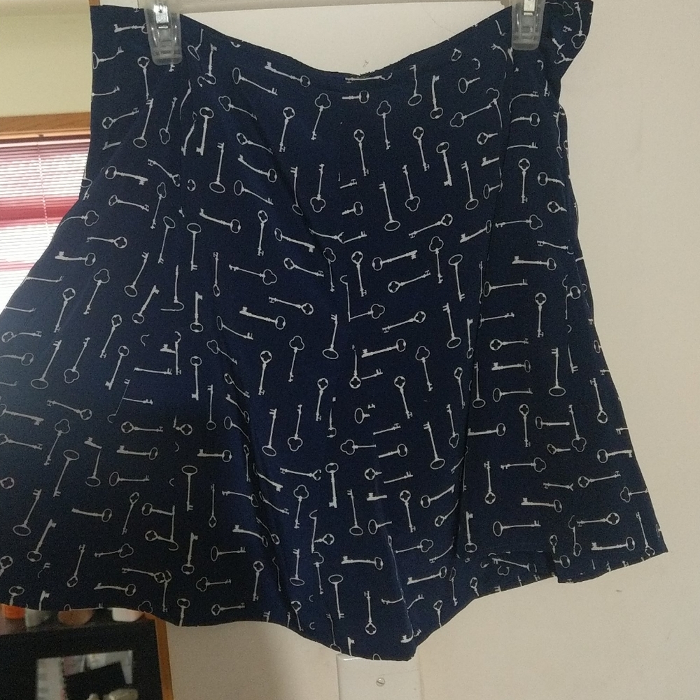 Navy Blue Skirt w/ Key Print
